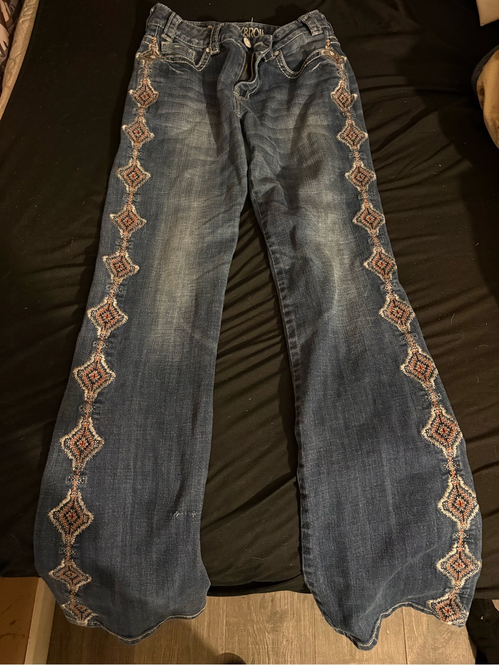 Women’s Dark Blue Embroidered Boot Cut Jeans